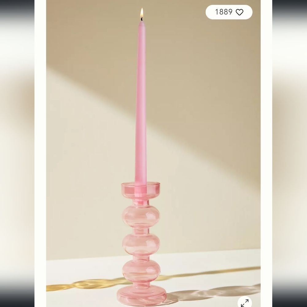Anthropologie Delaney Candlestick Holder - pink